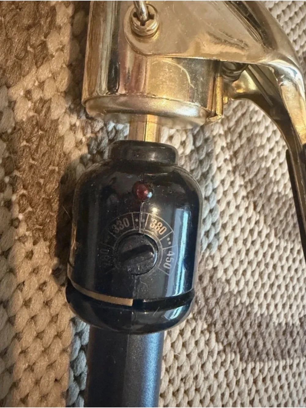 Gold and Black Curling Iron with Clamp - Unbranded